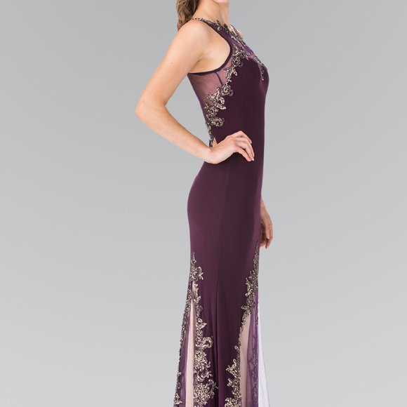 High Neck Sleeveless Sheath Prom Dress GSGL2204 - Picture 3 of 9